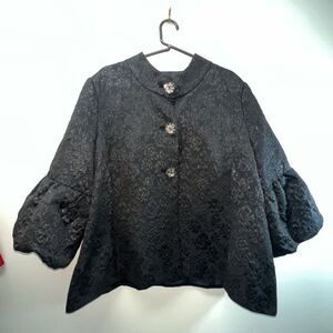 Laura Ashley Golden Glamour Floral Black Jacquard Jacket Size Women’s 2X